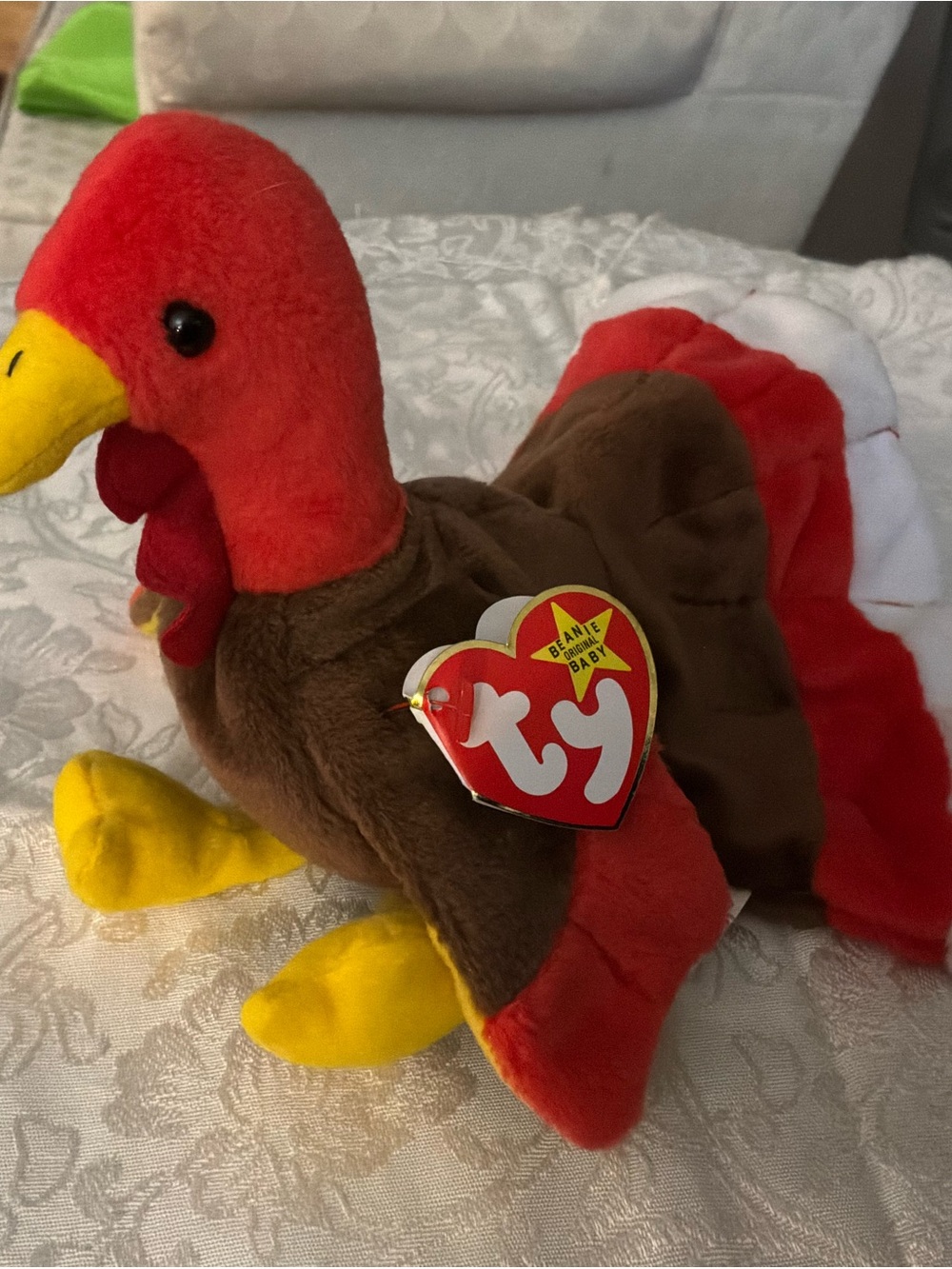 Goobles Turkey TY beanie baby Rare Retired 1996 with tag errors